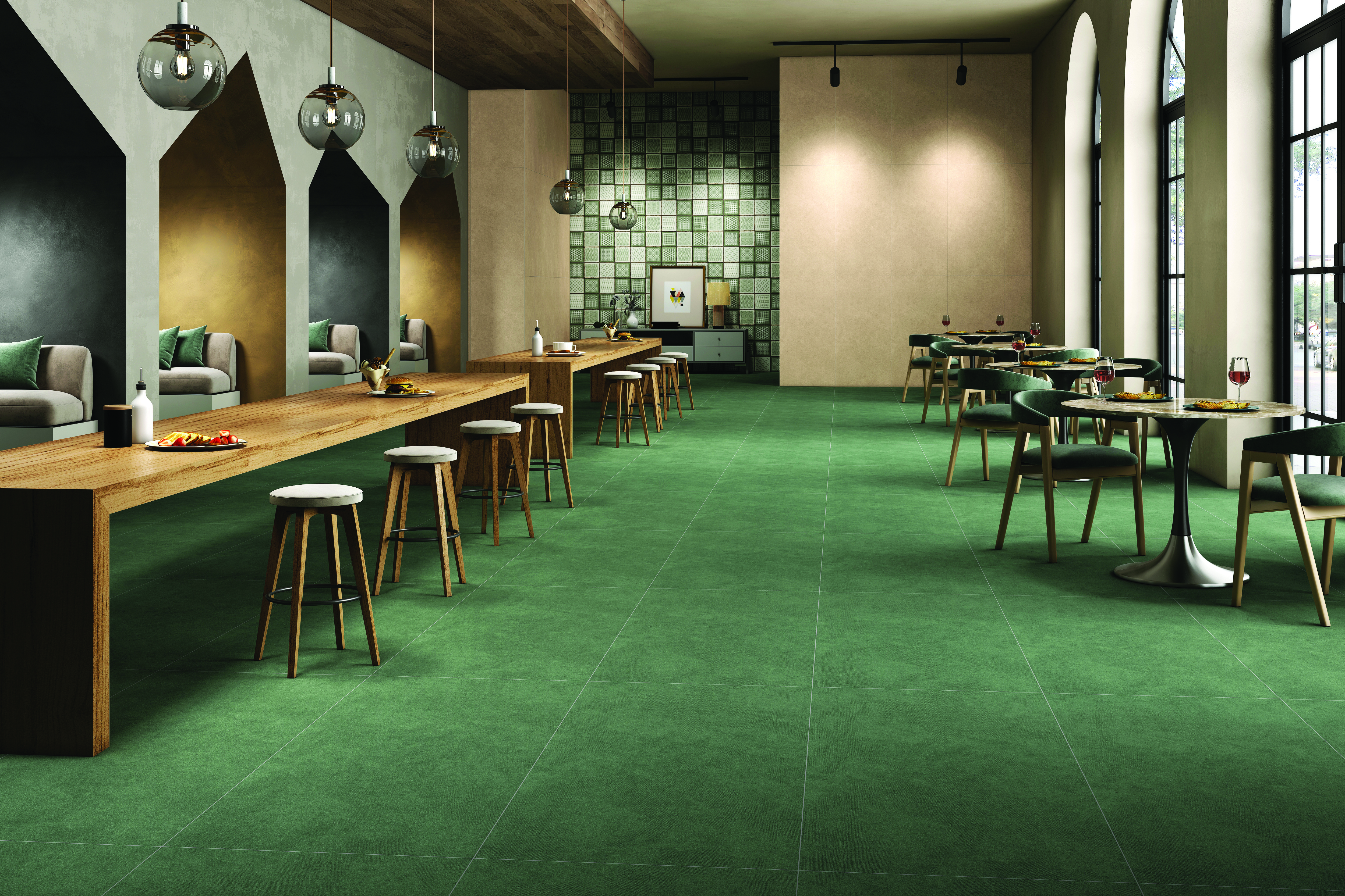 COLORATO GREEN 180 GRITSTONE MT V1 SLAB for Wall, Floor — Somany Colorato collection
