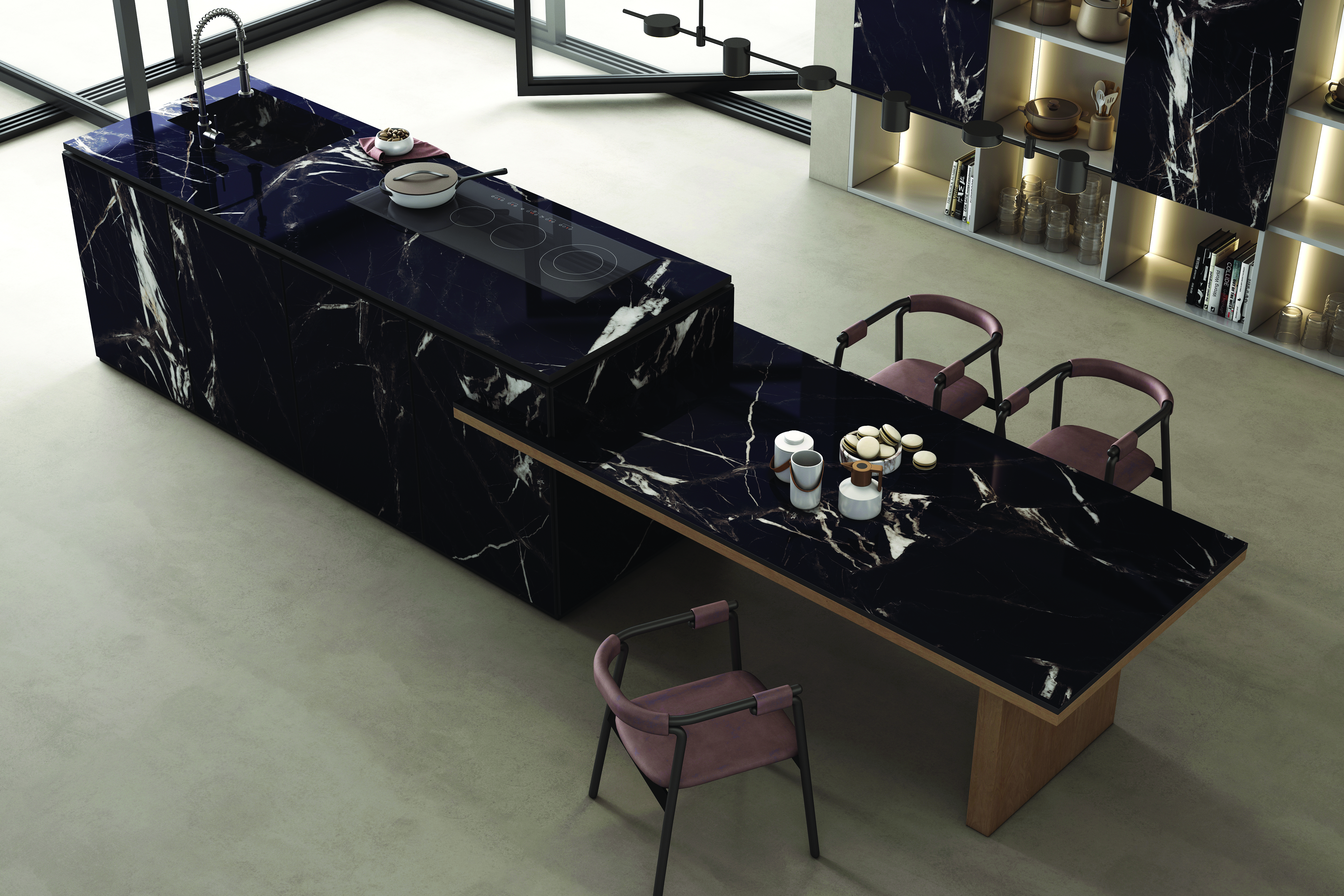 CARARA BLACK 24 V2 SLAB for Counter Top, Wall, Floor